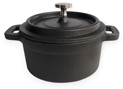 Produktbild von osoltus Mini Cocotte Bratentopf klein - Gusseisen ofenfest 10cm dunkelgrau