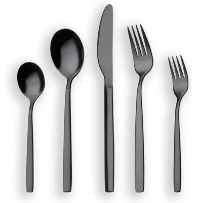 Productafbeelding van Besteekset, 30 delen, servies voor 6 personen, titanium, zwart gepolijst, glanzend, roestvrij staal 18/0, vaatwasmachinebestendig