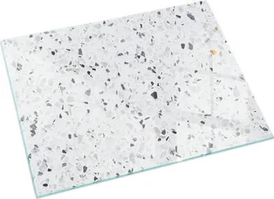 Produktbild von Steinmuster mit Flecken – Glasbodenplatte für – Kaminofen – Kaminplatte Glas – Schutzglas – Funkenschutzplatte –Glasbodenplatte Feuerfeste – Hitzeschutzplatte – Bodenschutz aus Glas – 60x40 cm