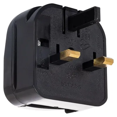 Produktbild von Adapterstecker Typ E (EU) Breiter Kopf mit geradem Kabel auf Stecker Typ G (UK) Schwarz
