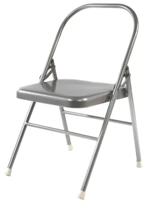 Produktbild von Yogistar Yogastuhl aus Metall, ergonomisch, silbergrau, für Asanas & Meditation, bis 100 kg