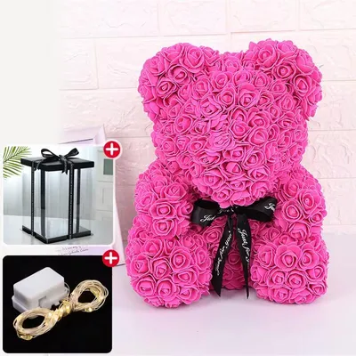 Imagen del producto de Oso de peluche de 25 cm con caja de luz, una idea de regalo para mujeres