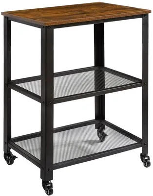 Image de Chariot industriel à 3 étagères avec 4 roues et plus - Chariot de rangement pratique pour la cuisine et le salon