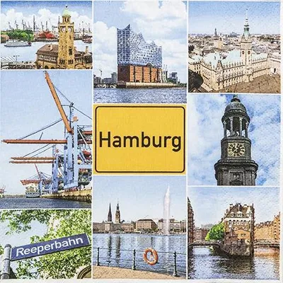 Obrázok produktu pre Ubrousky 33 x 33 cm – Pamätihodnosti Hamburgu