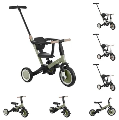Zdjęcie produktu dla Rower trójkołowy Kikkaboo Flip 5 w 1 stalowa rama antypoślizgowe uchwyty regulowany kabriolet zielony