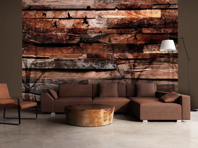 Produktbild von Vlies Fototapete Holz 350x256 cm Tapeten Wandtapete XXL Bretter Vogel f-A-0384-a-c