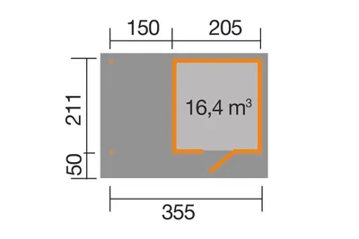 Produktbild von WEKA Designhaus 172 A, Gr.1, Farbe: natur, Länge: 284 cm, Breite: 399 cm, Höhe: 226 cm; 172.212.170.101