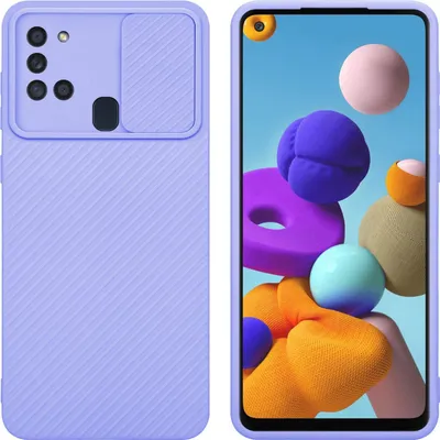 Immagine prodotto di Cadorabo custodia per Samsung Galaxy A21s cover protettiva in viola custodia del telefono cellulare TPU custodia cover protezione fotocamera