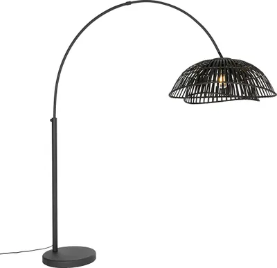 Produktbild von Orientalische Bogenlampe mit Schwarzem Bambusschirm Pua