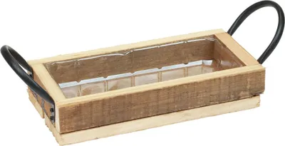 Produktbild von Dekoratives Holztablett mit Griffstruktur für Tischdekoration