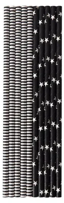 Produktbild von 500 Stohhalme Papier Trinkhalme 20 cm x Ø 6 mm Black & White