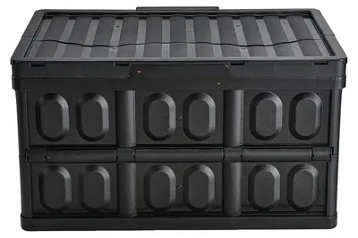 Imagen del producto de Caja de almacenamiento, diseño apilable, construcción de plástico duradera, color rojo