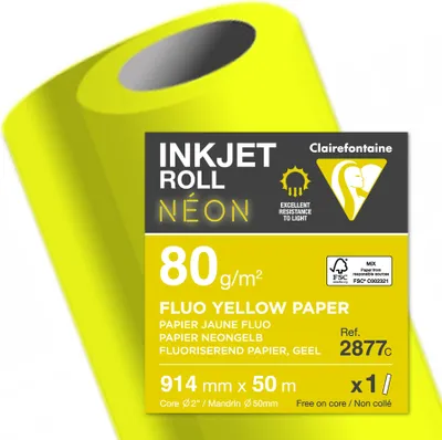 Produktbild von Clairefontaine Inkjet-Plotterrolle NEON (B)914 mm x (L)50 m fluoreszierendes Papier