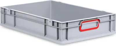 Produktbild von Eurobox NextGen Color | HxBxT 12x40x60cm | 23 Liter | Griffe rot geschlossen | Glatter Boden | Grau | Eurobehälter, Transportbox, Transportbehälter, Stapelbehälter