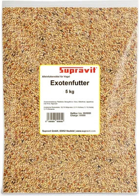 Produktbild von Supravit Exotenfutter 5kg | Hochwertiges Mischfutter für exotische Finken | Kräftigt das Federkleid & unterstützt die Paarungsbereitschaft