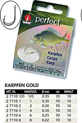 Produktbild von VMC Perfect Karpfenhaken gold Gr.1/0