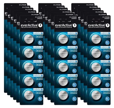 Produktbild von everActive CR2032 Lithium Knopfzelle Batterien, 3V, 100 Stück