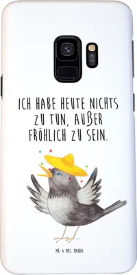Produktbild von Mr. & Mrs. Panda Samsung Galaxy S9 Handyhülle Rabe Sombrero - Weiß - Geschenk, Vogel, Spruch Positiv, Cover, Handy Schutzhülle, Hülle, glücklich sein, Elster, Vögel, Case