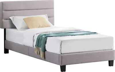 Produktbild von Polsterbett TUCSON 90x200 cm in grau, modernes Jugendbett inkl. Lattenrost, Einzelbett im skandinavischen Stil, bequemes gepolstertes Bett mit Rückenlehne und Kopfteil