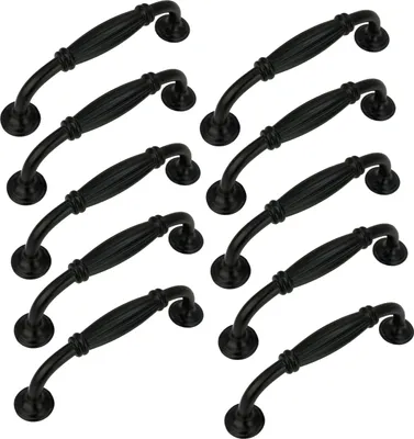Produktbild von 10er Set Mattschwarze Möbelgriffe aus Aluminium mit 96 mm Bohrlochabstand - Ideal für Küchenschränke und elegante Möbelgestaltung