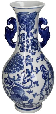 Imagen del producto de Jarrón de colección HD, porcelana, azul, 17,5 x 17,5 x 36 cm