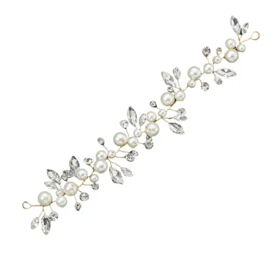Produktbild von Kopfschmuck für die Braut zur Hochzeit, Strass, Prinzessinnen-Stil, Kunstperlen, Bühnenshow, Performance, Haarschmuck, verdrahtet, Brautjungfer, Braut, Hochzeit, Haarschmuck, Hochzeitsaccessoires, golden