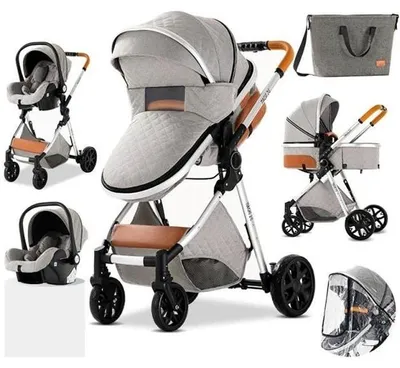 Produktbild von 3-in-1 Kombikinderwagen mit Babywanne und Autositz grau