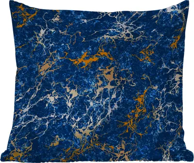 Produktbild von MuchoWow® Outdoor Kissen - Marmor - Textur - Gold - Blau - 50x50 cm - Wetterfest - Lounge Kissen - Komfortabel - Kissen mit Bild