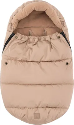 A padded baby footmuff for a car seat.