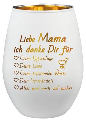 Windlicht mit Gravur 'Beste Mama' – Teelichthalter, 11,7x8,5 cm