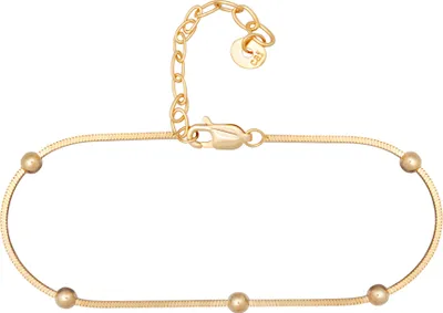 Produktbild von cai Armband 925/- Sterling Silber vergoldet Schlangenkette vierseitig diamantiert mit Kugeln