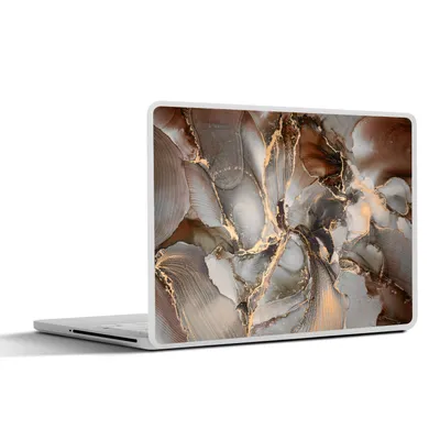 Produktbild von MuchoWow® Laptop Aufkleber Sticker Cover Grau - Gold - Marmor - Marmoroptik 40x30 cm - Laptop Dekoration - Selbstklebend