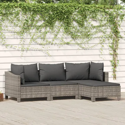 Produktbild von 4-tlg. Garten-Lounge-Set mit Kissen Grau Poly Rattan , Gartenmöbel-Sets Design 2024