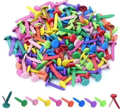 Productafbeelding van Mini Brads - Papieren Clips Sluitclips - Knutselen en Organiseren - Met Ronde Kop - 150 Stuks - Multicoloured