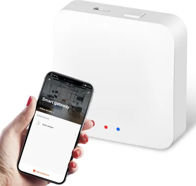 Produktbild von Tuya ZigBee Gateway Hub Intelligenter ZigBee Central Hub WLAN Smart Home Bridge Drahtlose Fernbedienung Verbindung mehrerer Geraete Bis zu 60 Smart Devices Kompatibel mit Alexa Google Assistant