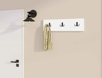 Obrázok produktu pre Skye Decor, Üçlü - White, nástenný háčik, biely, 100 % MELAMÍNOVÁ DOSKA, 36 x 1,8 x 12 cm