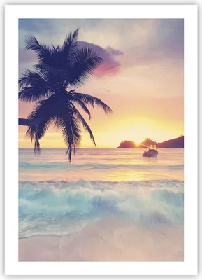 Produktbild von Poster - Poster ohne Rahmen - Meer Strand Palme - 50x70 cm - Wand Bild - Wanddeko - Wandbilder - Kunstposter - Wandposter - Bilder - Kunstdruck - Wanddekoration - Wandbild - P2XPA50x70-3992