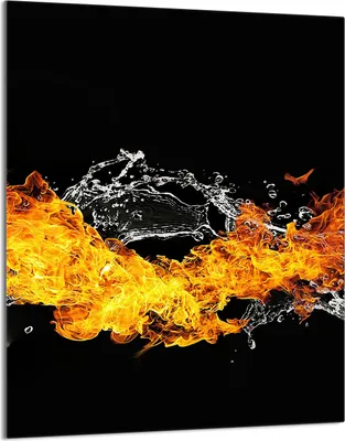 Produktbild von Herdabdeckplatte 40x52 Glaskeramikkochfeld Abdeckung Spritzschutz Glasplatte Deko Schneidebrett, Feuer Wasser