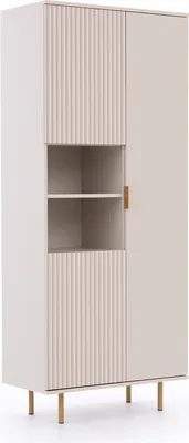 Produktbild von Regalschrank NUBIA NB-05 mit 3 Türen Regal Push-to-Open Schrank 80 x 190 cm Standregal Aufbewahrungsschrank Wohnzimmerschrank Wohnzimmer Modern (Kaschmir)