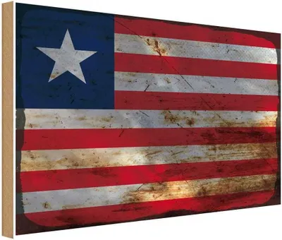 Produktbild von vianmo Holzschild 20x30 cm Liberia Rost Flagge Fahne Wappen