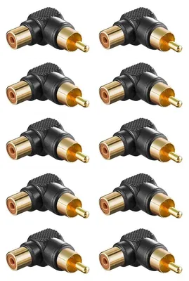 Immagine prodotto di Adattatore RCA Wentronic 90°, nero, nero - Presa RCA > Spina RCA