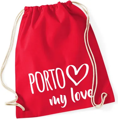 Produktbild von Huuraa Turnbeutel Porto my love 12 Liter Classic Red Baumwolle Rucksack Geschenkidee
