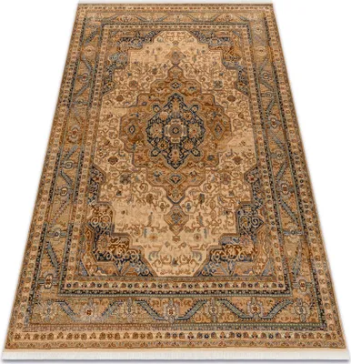 Produktbild von Teppich Wolle KESHAN Franse, Ornament, Rahmen orientalisch 8995/53565 beige / blau beige 300x380 cm