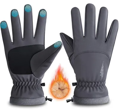 Produktbild von Thermo-Handschuhe XL Grau Touchscreen Wasserdicht Winddicht Skihandschuhe