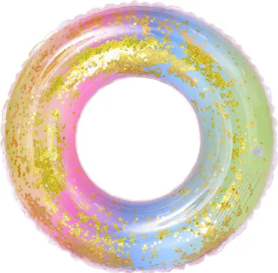 Produktbild von Schwimming Ring Erwachsene, Regenbogen Pailletten Schwimmenring Mit Griff, Transparenter Floating Ring, Dauerhafter Aufblasbarer Pool Schwimmen, Schwimmring R?hre Fš¹r Sommerpool Party
