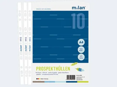 Produktbild von Milan 100 Prospekthüllen A4 PP glasklar