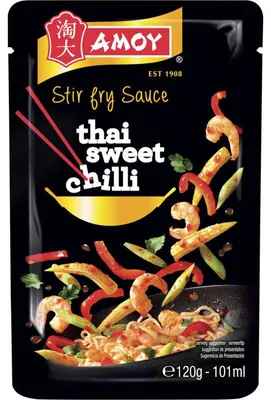 Immagine prodotto di Amoy Stir Fry Sauce Sweet Thai Chili 120 ml - Salsa piccante di peperoncino dolce tailandese