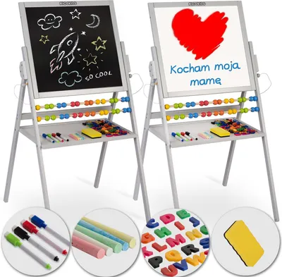 Obrázok produktu pre Magnetyczna kredowa tablica obrotowa Ricokids - szara