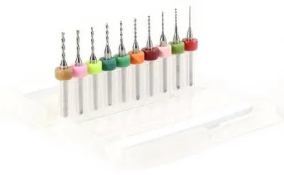 Obrázok produktu pre Mikrofrézy z wolframkarbidu na tlač obvodových plošiek, 0,6–1,5 mm, 10 kusov, precízny nástroj pre elektroniku