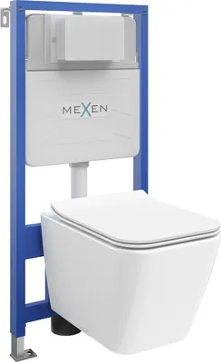 Image de Mexen Felix Slim WC pedestal set with Cube toilet bowl and slow-fall seat, White - 61030924000